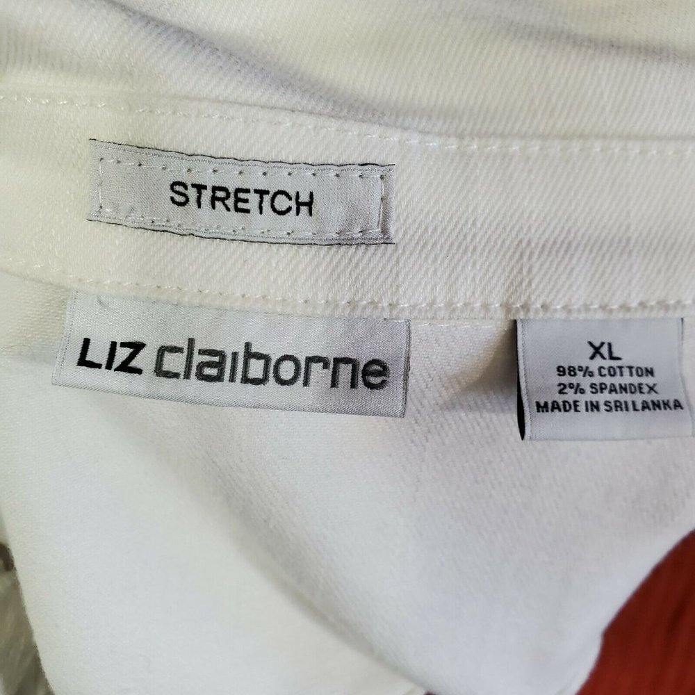 Liz Claiborne Womens Pure White Denim Stretch Long Sleeved Jacket Size XL - Picture 9 of 12